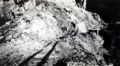 Looking towards the collapsed adit of the Comet Mine